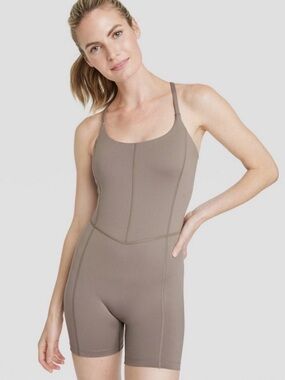All in Motion Taupe Slim-Fit Active Romper